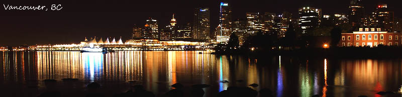 Night view of Vancouver from Stanley Park